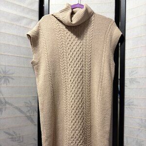 Lucky Brand NWT Oatmeal Cable Knit Cowl Neck Sweater Dress Women’s Medium